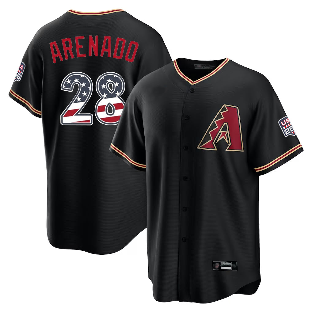 Arizona Diamondbacks #28 Nolan Arenado Player Black BFRAILEY USA 250 Fourth of July Game Home Stitched Jerseys