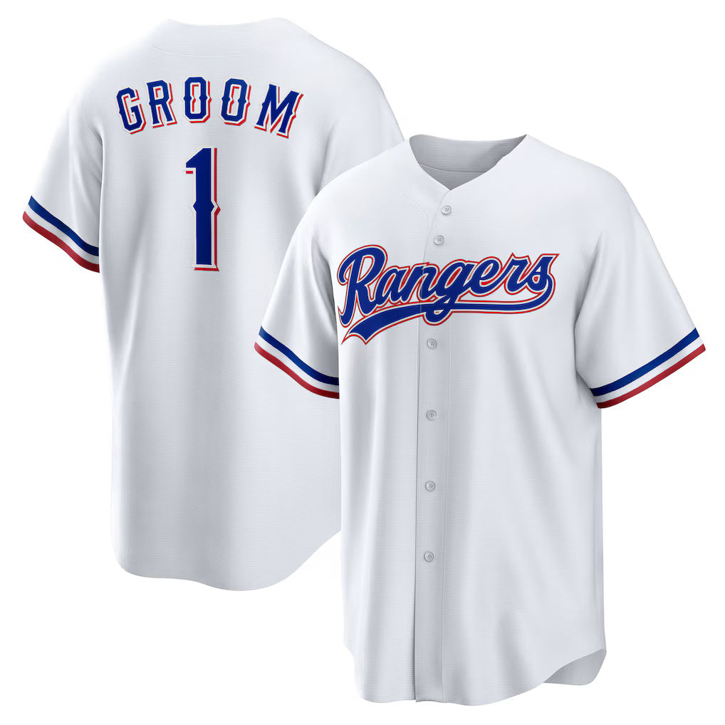 Texas Rangers #1 Groom Home White BFRAILEY Replica Jersey