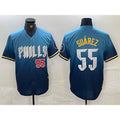 Philadelphia Phillies #55 Ranger Suarez Blue BFRAILEY 2024 City Player Number Cool Base Jerseys