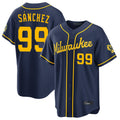 Milwaukee Brewers #99 Gary Sanchez Player Navy BFRAILEY Home Stadium Game Stitched Jerseys