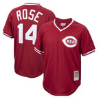 Cincinnati Reds #14 Pete Rose Player Red BFRAILEY Throwback Cooperstown Collection Limited T-shirt Stitched Jerseys