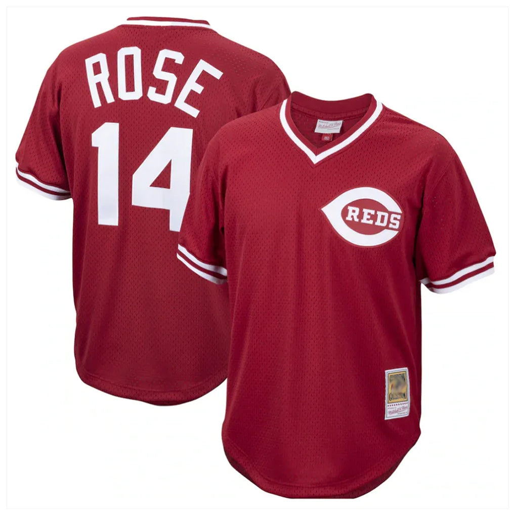 Cincinnati Reds #14 Pete Rose Player Red BFRAILEY Throwback Cooperstown Collection Limited T-shirt Stitched Jerseys