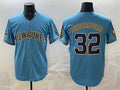 Milwaukee Brewers #32 Jacob Misiorowski Blue BFRAILEY With Home & Bob Uecker Patch Stitched Jersey