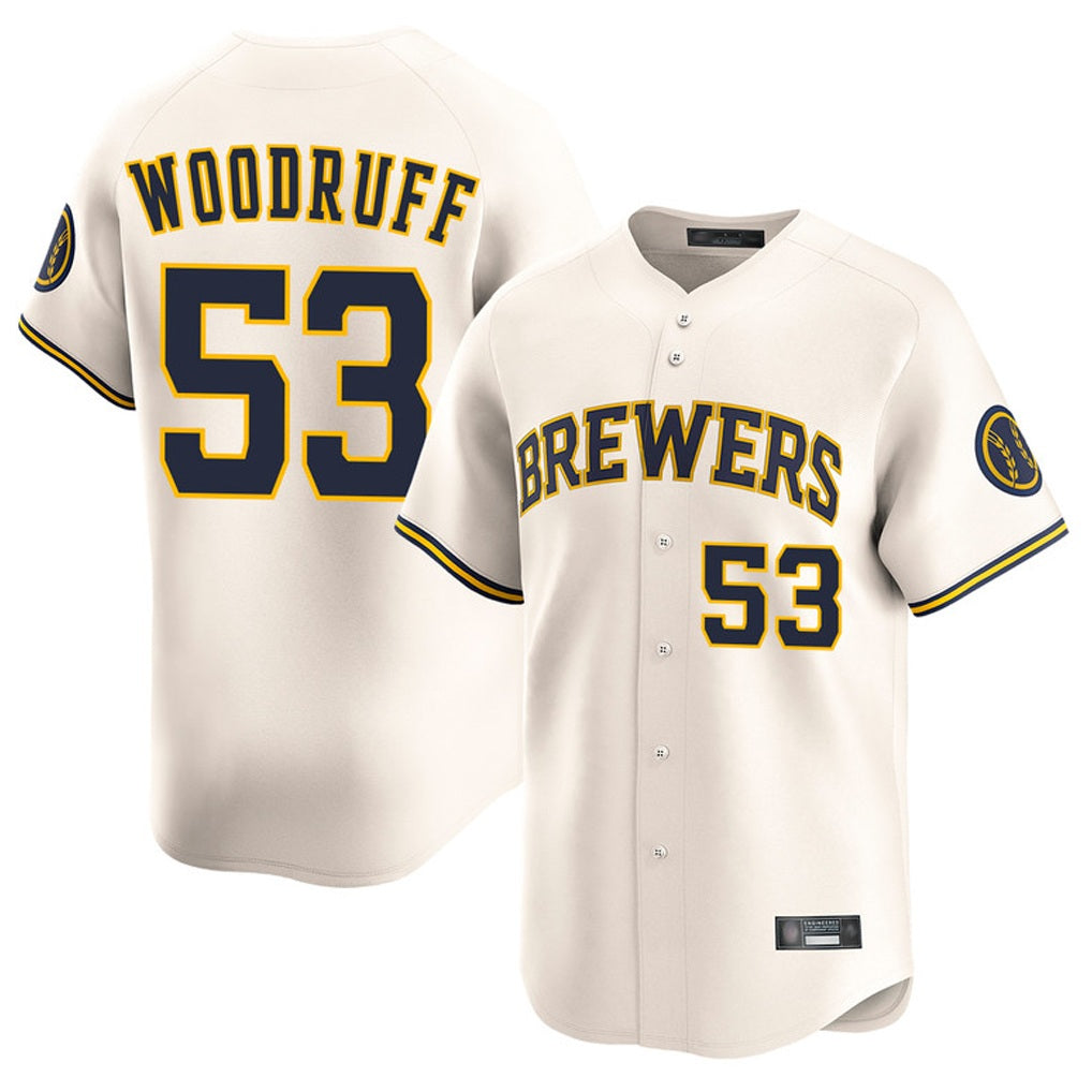Milwaukee Brewers #53 Brandon Woodruff Player Cream BFRAILEY Home Limited Game Stitched Jerseys