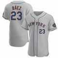 New York Mets #23 Javier Baez Gray BFRAILEY Anthentic Jersey