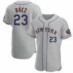 New York Mets #23 Javier Baez Gray BFRAILEY Anthentic Jersey