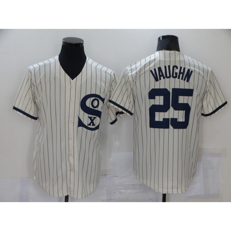 Chicago White Sox #25 Andrew Vaughn 2021 Cream Navy BFRAILEY Field of Dreams Name Flex Base Stitched Jersey