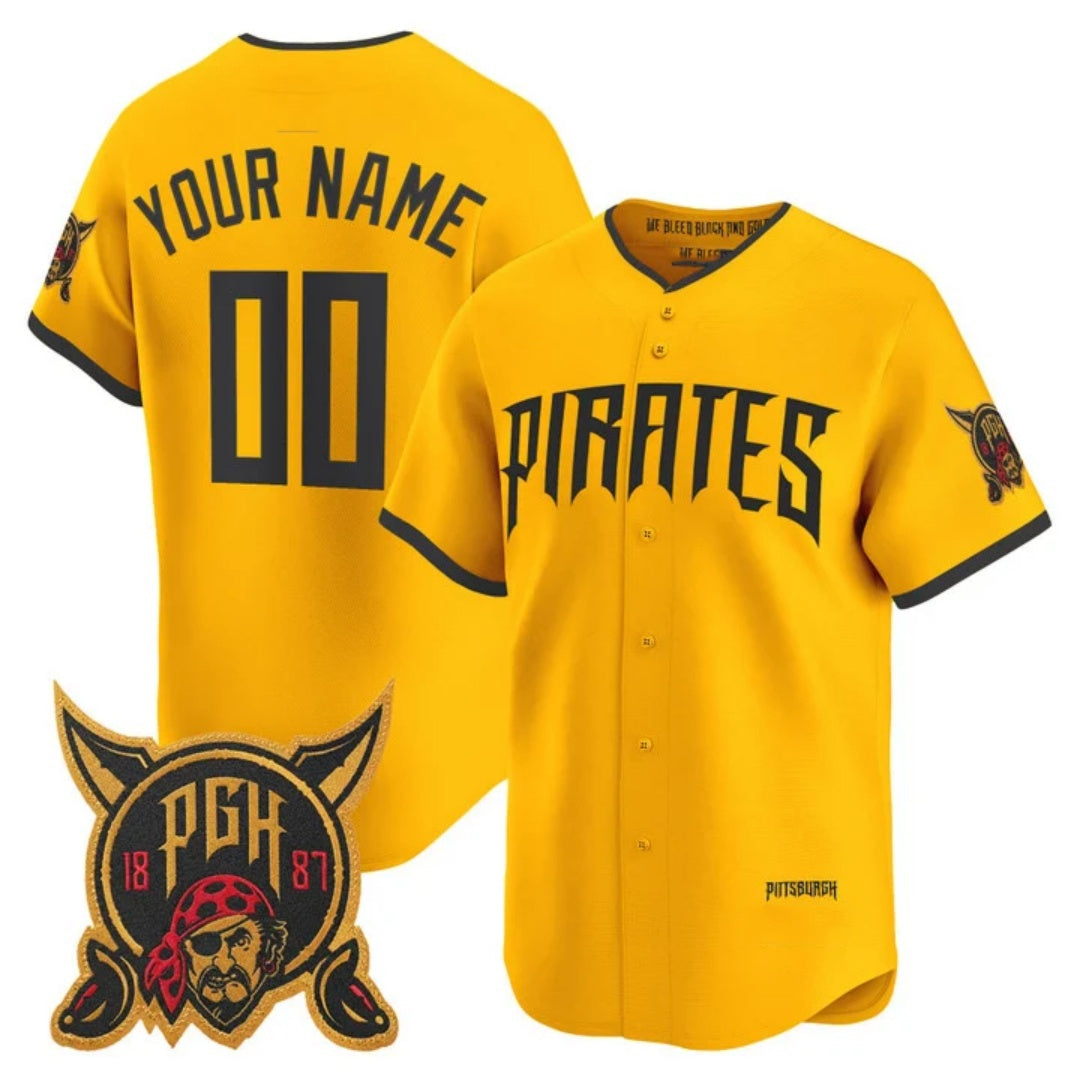 Custom Pittsburgh Pirates Gold BFRAILEY 2026 City Connect Stadium Stitched Jersey