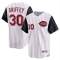 Cincinnati Reds #30 Ken Griffey Player White Black BFRAILEY Stripe Field of Dreams Game Home Stitched Jerseys