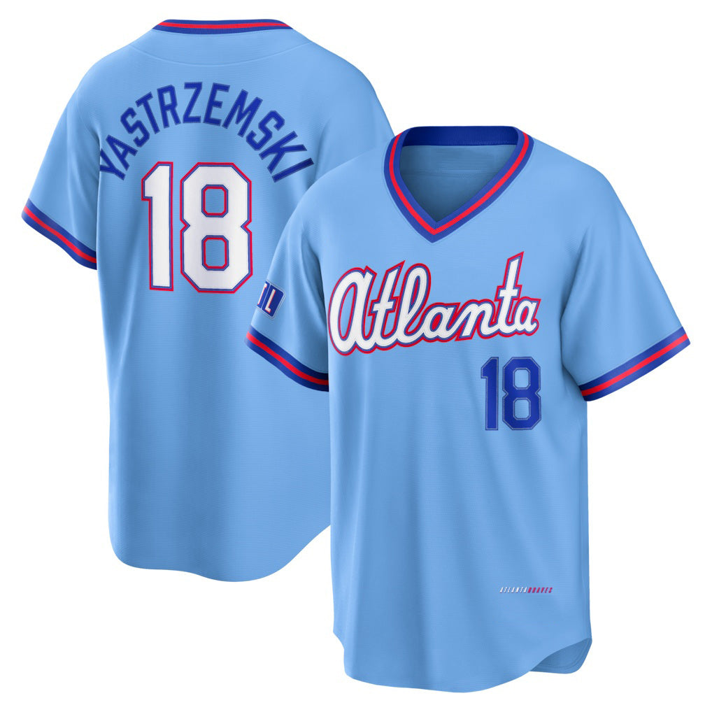 Atlanta Braves #18 Mike Yastrzemski Powder Blue BFRAILEY 2026 City Connect Stadium Jersey