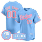 Custom Los Angeles Dodgers Vin ITFDB Patch Bubblegum Pink Vapor Premier Limited Jersey ¨C Blue BFRAILEY