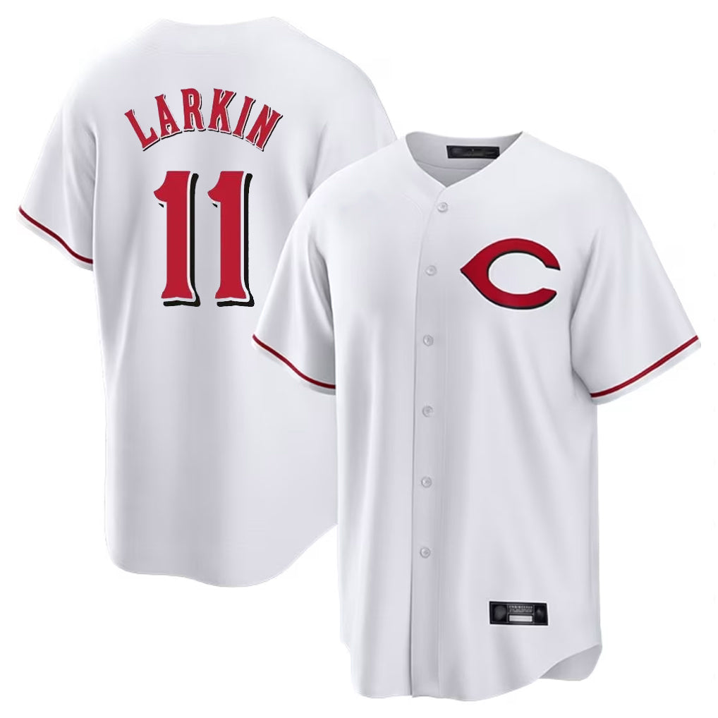 Cincinnati Reds #11 Barry Larkin Player White BFRAILEY Home Game Stitched Jerseys