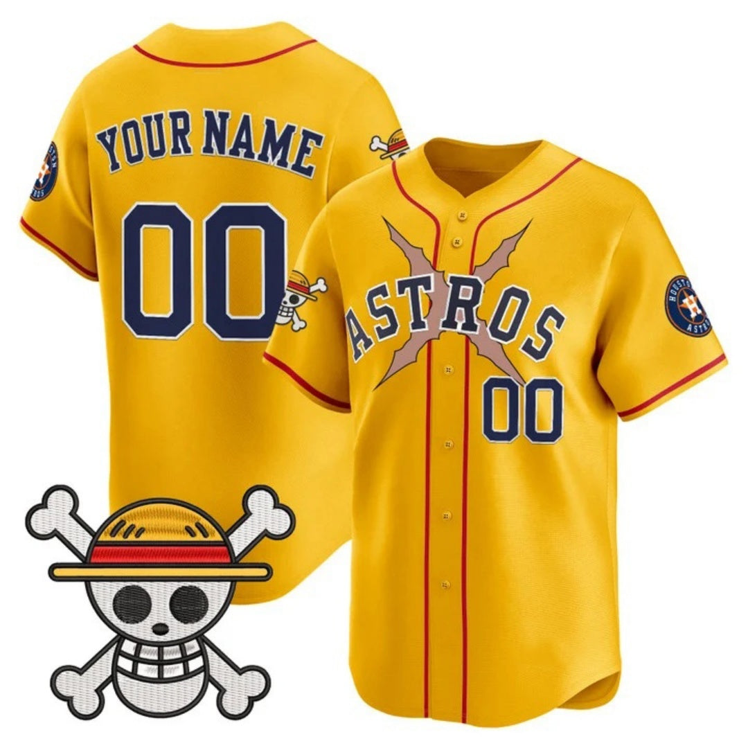 Custom Houston Astros x One Piece Gold BFRAILEY Vapor Premier Limited Jersey - Stitched