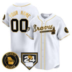 Custom Atlanta Braves 2024 Spring Training Patch Vapor Premier Limited Jersey ¨C White Gold BFRAILEY