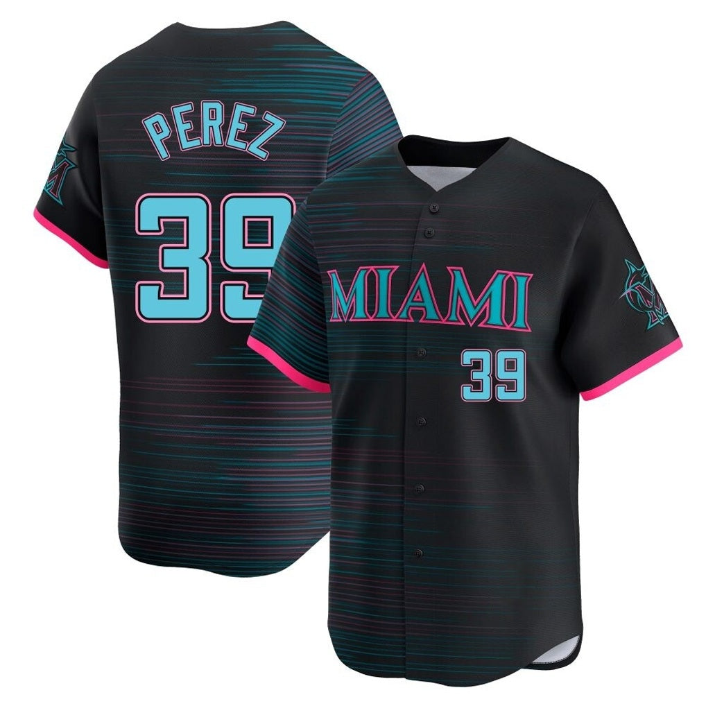 Miami Marlins #39 Eury Perez Player Black BFRAILEY City Connect Home Limited Stitched Jerseys