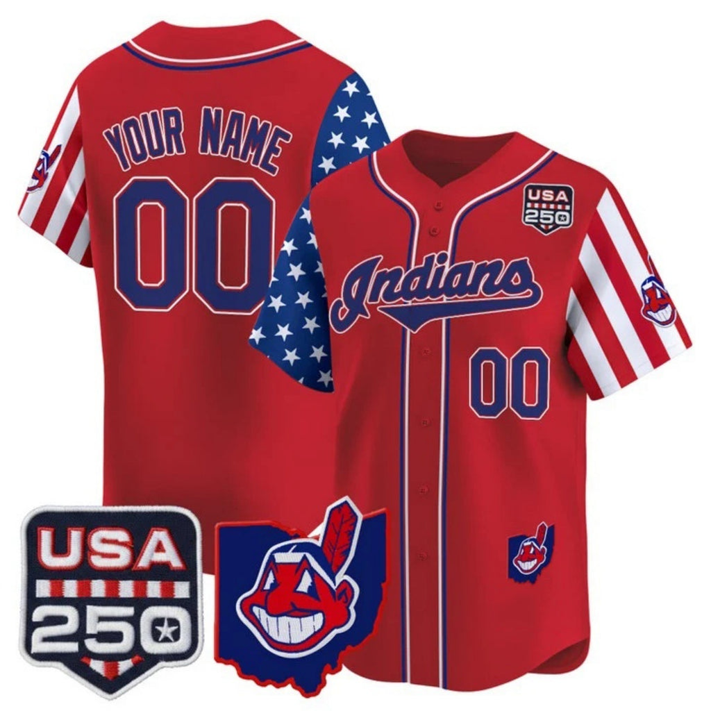 Custom Cleveland Indians Red BFRAILEY America 250 Edition Vapor Premier Limited Jersey - All Stitched
