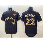 Toronto Blue Jays #22 Ernie Clement Black Gold BFRAILEY 2025 American League Champions Limited Stitched Jersey