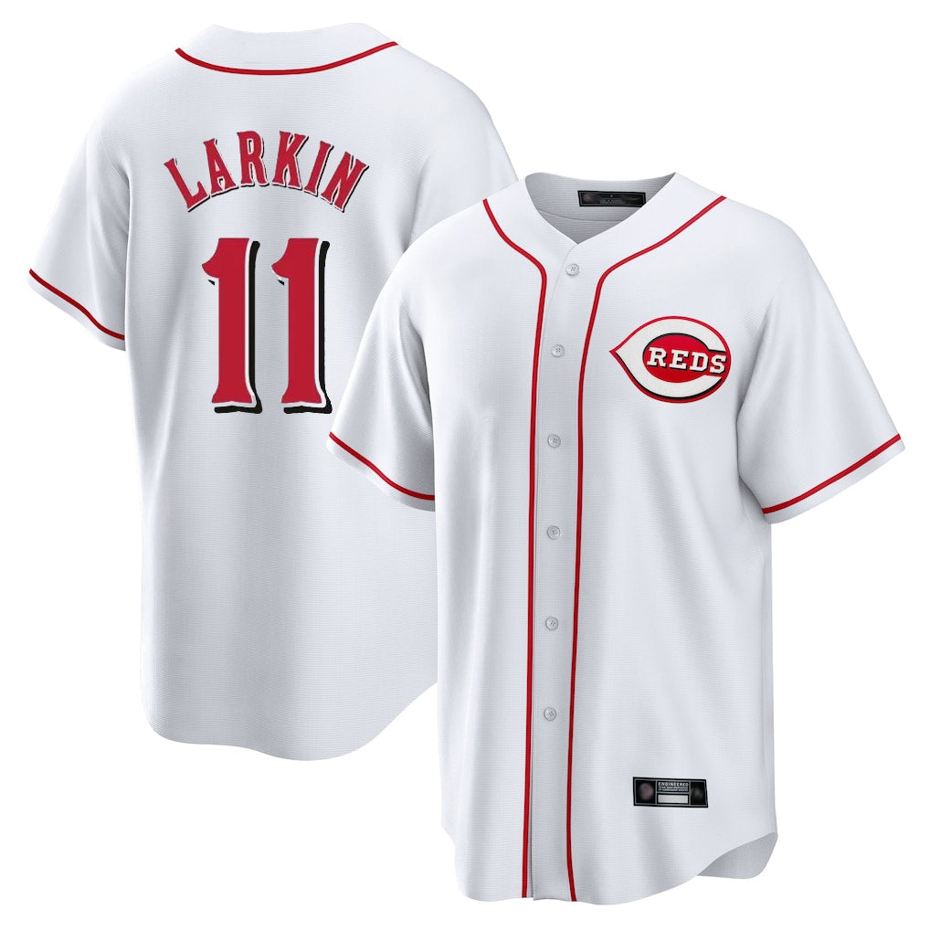 Cincinnati Reds #11 Barry Larkin Player White BFRAILEY Game Home Stitched Jerseys