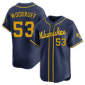 Milwaukee Brewers #53 Brandon Woodruff Player Navy BFRAILEY Home Limited Stitched Jerseys