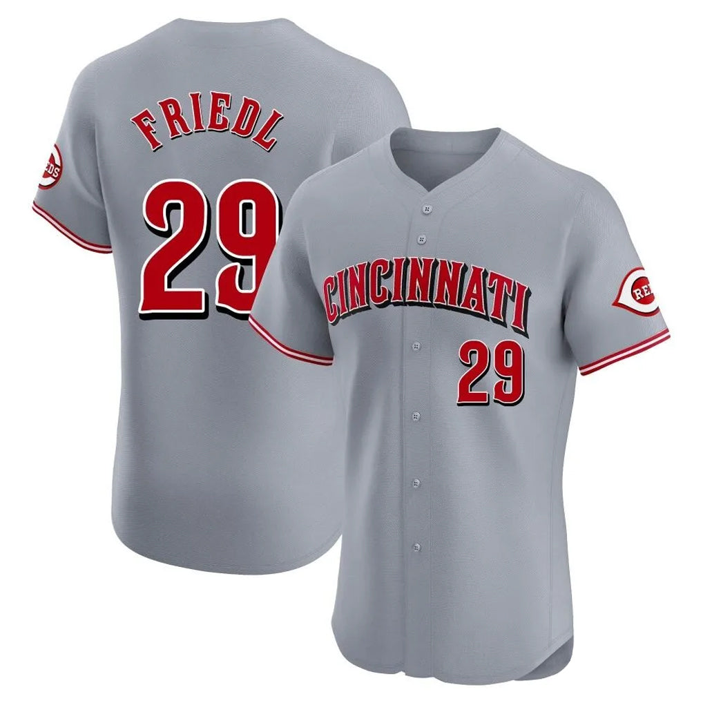 Cincinnati Reds #29 TJ Friedl Player Gray BFRAILEY Limited Elite Home Stitched Jerseys