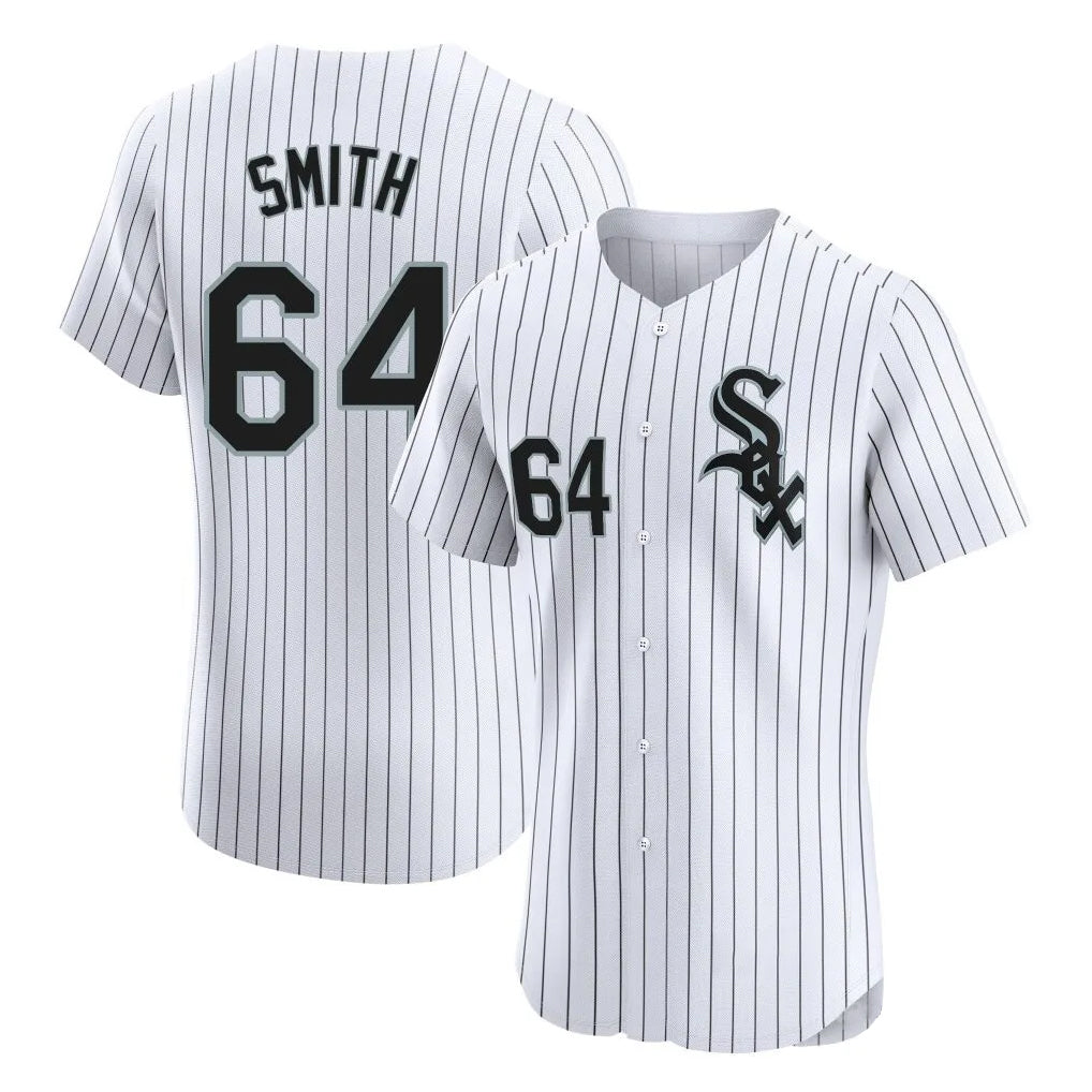 Chicago White Sox #64 Shane Smith Player White BFRAILEY Stripe Limited Elite Home Stitched Jerseys