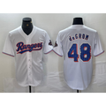 Texas Rangers #48 Jacob deGrom White BFRAILEY 2024 Gold Collection Limited Cool Base Jersey