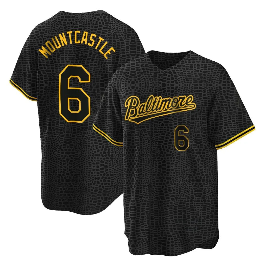 Baltimore Orioles #6 Ryan Mountcastle Player Black BFRAILEY Snake Skin City Home Game Stitched Jerseys