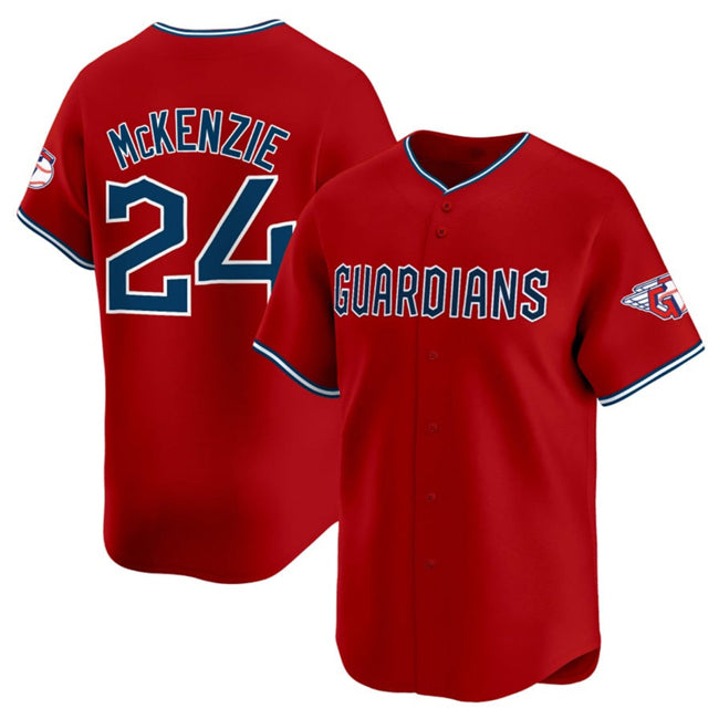 Cleveland Guardians #24 Triston McKenzie Red BFRAILEY Alternate Limited Stitched Jersey