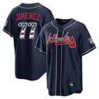 Atlanta Braves #77 Joe Jimenez Player Navy BFRAILEY USA 250 Fourth Of July Limited Home Game Stitched Jerseys