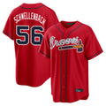 Atlanta Braves #56 Spencer Schwellenbach Player Red BFRAILEY Home Game Stitched Jerseys
