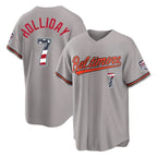 Baltimore Orioles #7 Jackson Holliday Player Gray BFRAILEY USA 250 Fourth of July Home Game Stitched Jerseys