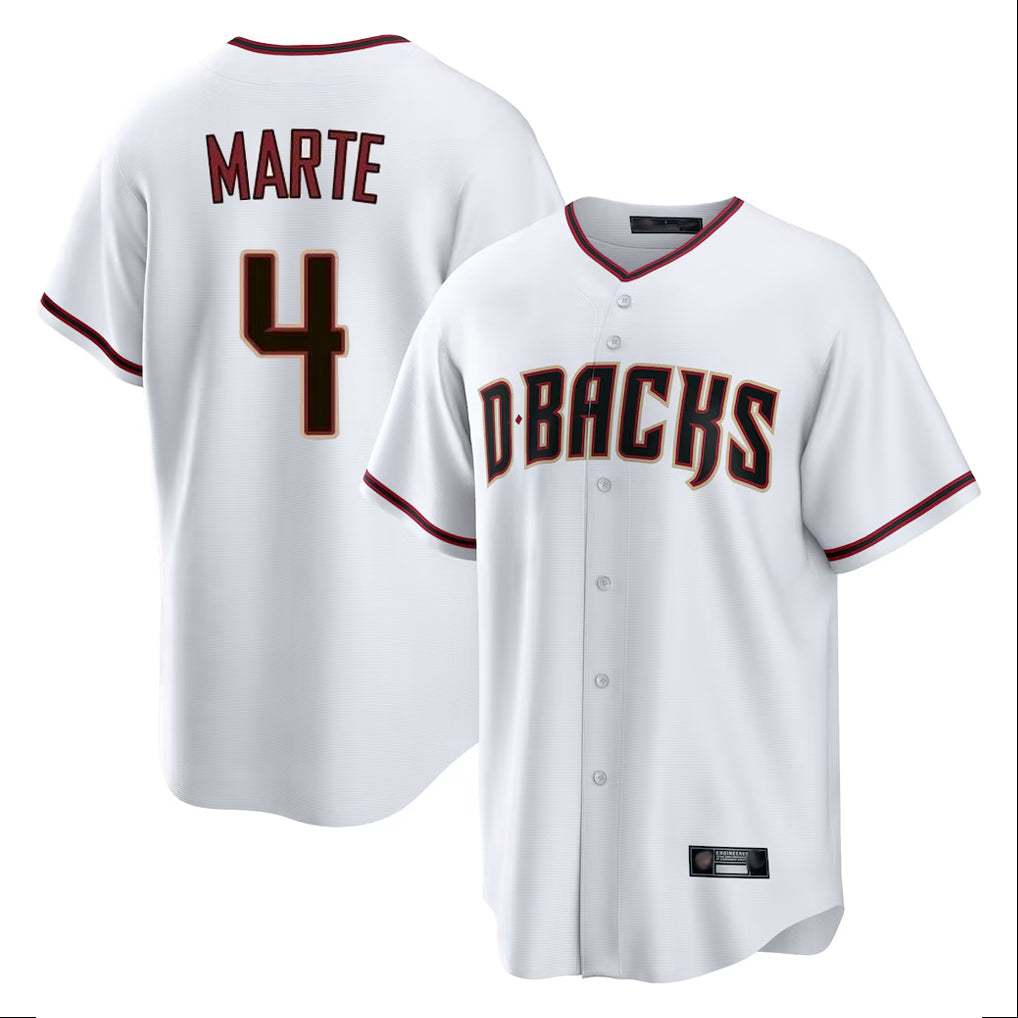 Arizona Diamondbacks #4 Ketel Marte Player White BFRAILEY Home Game Stitched Jerseys