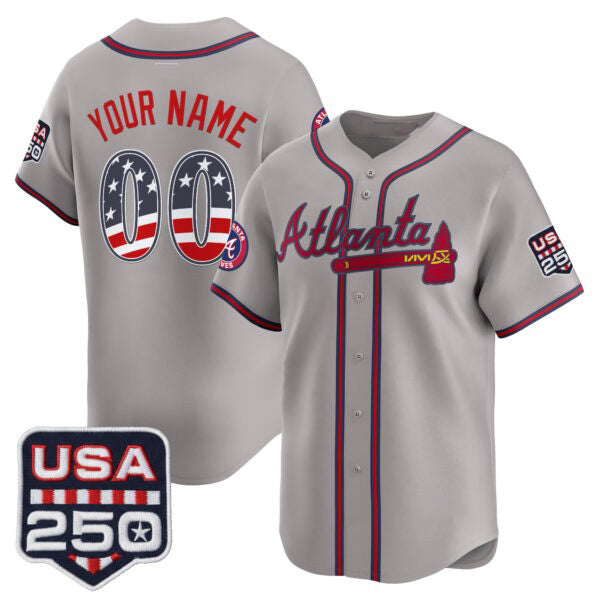 Custom Atlanta Braves Gray BFRAILEY USA 250 Fourth of July Vapor Premier Limited Jersey ¨C All Stitched