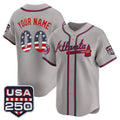 Custom Atlanta Braves Gray BFRAILEY USA 250 Fourth of July Vapor Premier Limited Jersey ¨C All Stitched