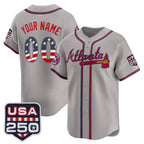 Custom Atlanta Braves Gray BFRAILEY USA 250 Fourth of July Vapor Premier Limited Jersey ¨C All Stitched