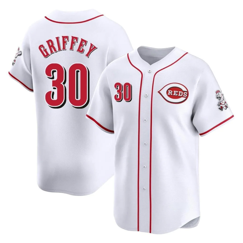 Cincinnati Reds #30 Ken Griffey Player White BFRAILEY Home Limited Stitched Jerseys