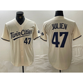 Minnesota Twins #47 Edouard Julien Number Cream BFRAILEY Cool Base Stitched Jersey
