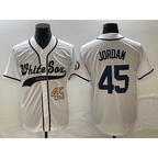 Chicago White Sox #45 Michael Jordan Number White BFRAILEY Cool Base Stitched Jersey