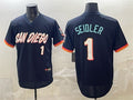 San Diego Padres #1 Peter Seidler Obsidian BFRAILEY 2026 City Connect Stadium Stitched Jersey