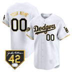 Custom Los Angeles Dodgers 2024 Jackie Robinson Patch Vapor Premier Limited Jersey ¨C White Gold BFRAILEY