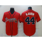 Atlanta Braves #44 Hank Aaron Red BFRAILEY Game Jerseys