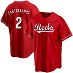 Cincinnati Reds #2 Nick Castellanos Red BFRAILEY 2021 Replica Alternate Jersey