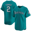 Seattle Mariners #2 Justin Turner Aqua BFRAILEY Alternate Limited Stitched jersey