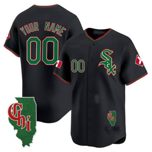 Custom Chicago White Sox Mexico Vapor Premier Limited Jersey ¨C Illinois Patch ¨C Black BFRAILEY