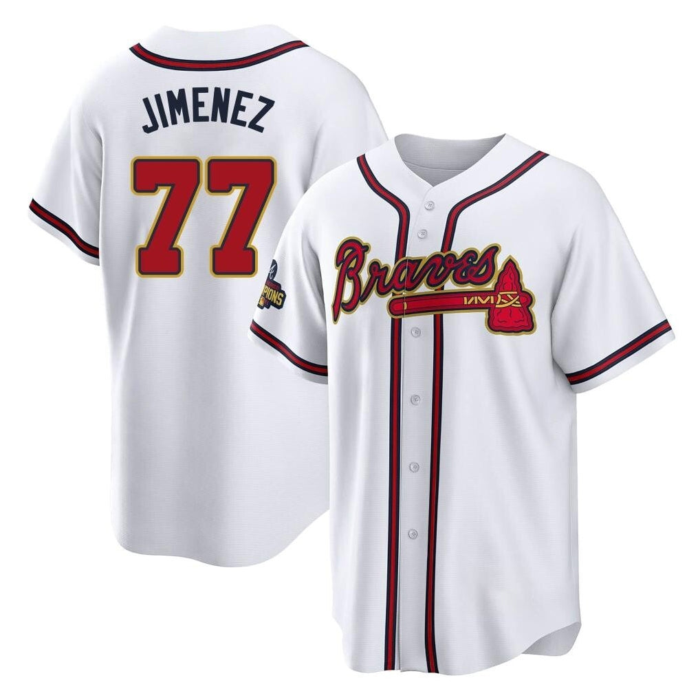 Atlanta Braves #77 Joe Jimenez Player White Gold BFRAILEY Home Game Stitched Jerseys