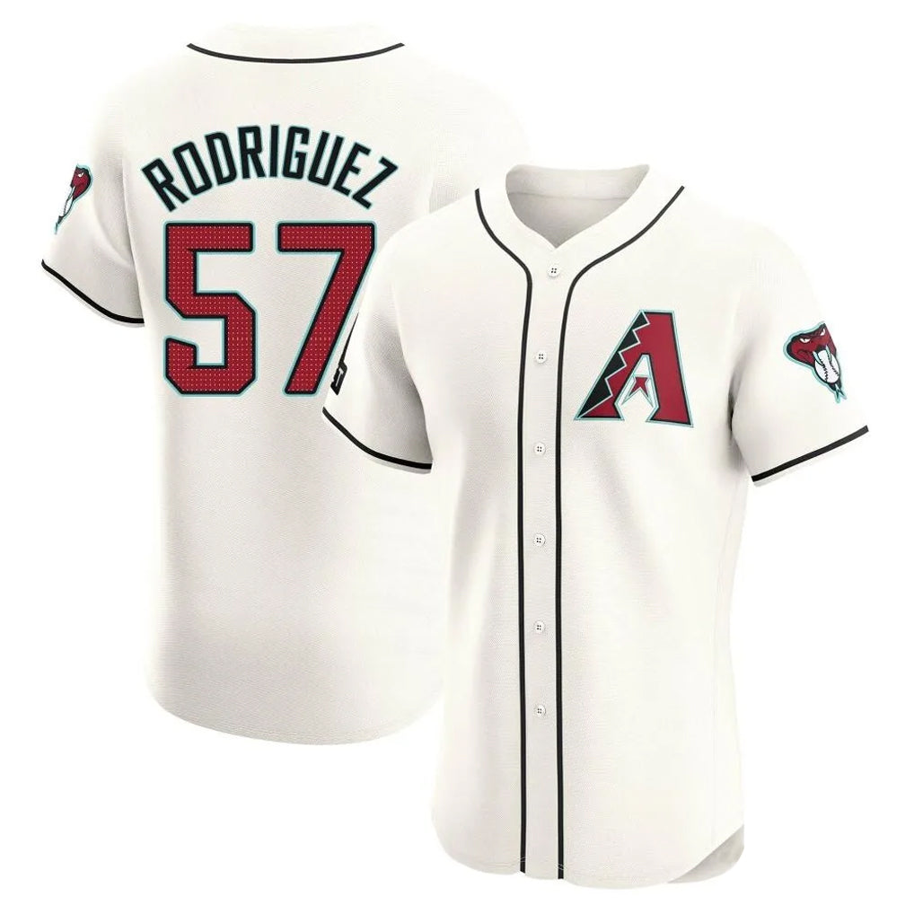 Arizona Diamondbacks #57 Eduardo Rodriguez Player Cream BFRAILEY Limited Elite Home Game Stitched Jerseys