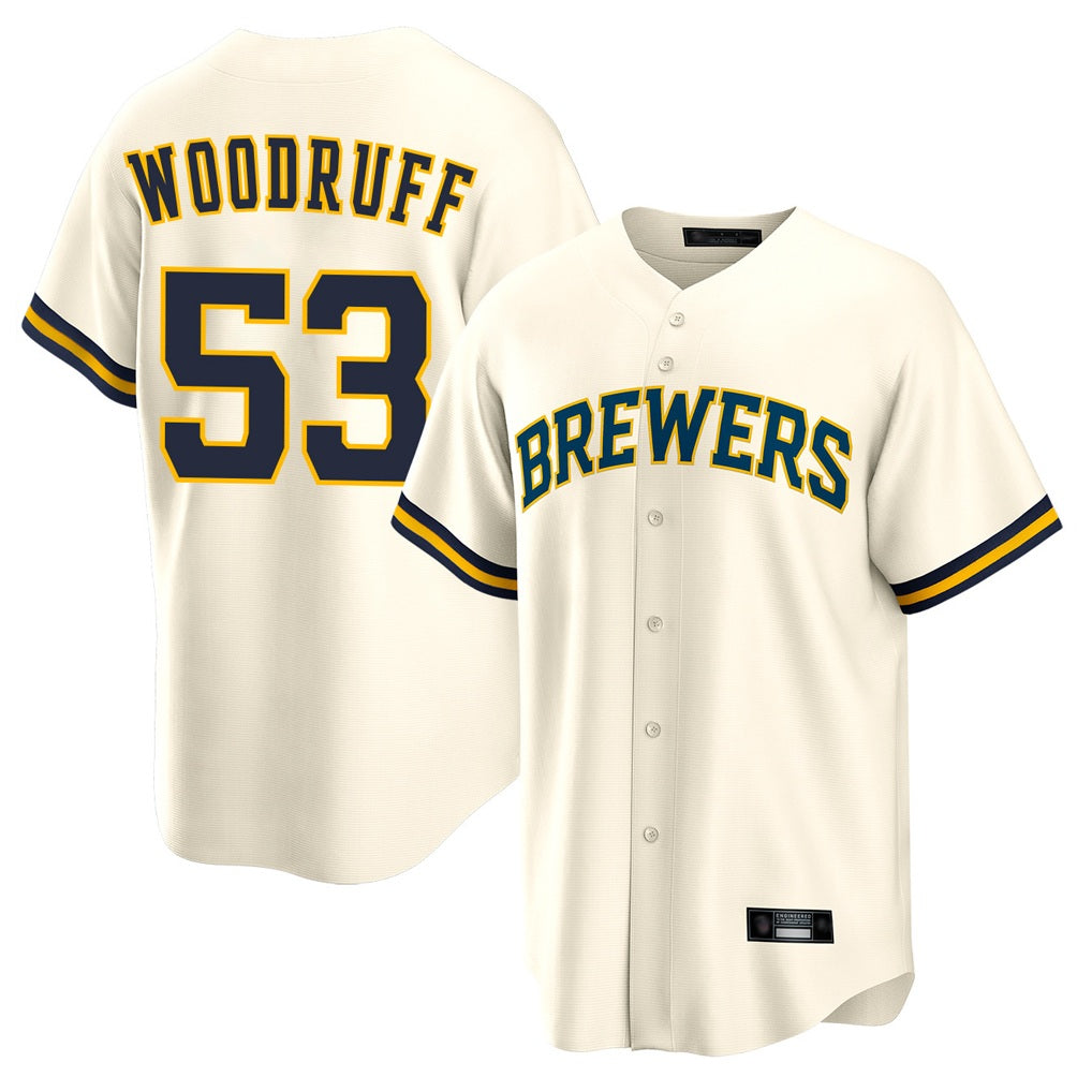 Milwaukee Brewers #53 Brandon Woodruff Player Cream BFRAILEY Home Game Stitched Jerseys