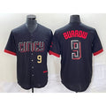 Cincinnati Reds #9 Joe Burrow Number Black BFRAILEY 2023 City Connect Cool Base Stitched Jersey 2