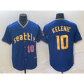 Seattle Mariners #10 Jarred Kelenic Number Blue BFRAILEY 2023 City Connect Cool Base Stitched Jersey