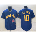 Seattle Mariners #10 Jarred Kelenic Number Blue BFRAILEY 2023 City Connect Cool Base Stitched Jersey